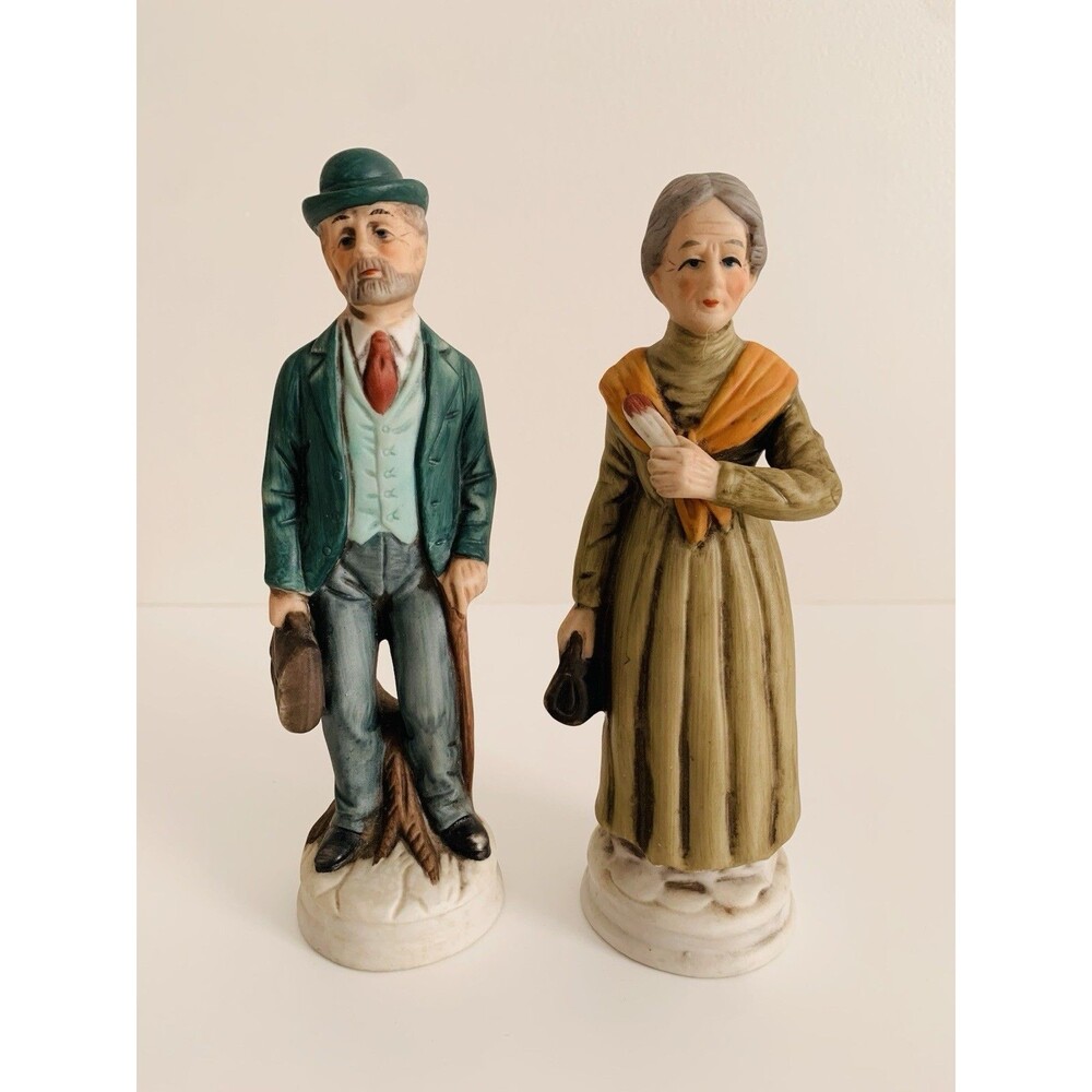 Vintage FBIA Porcelain Bisque Ceramic Old Man and Woman